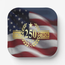 250th Anniversary American Flag Paper Plate – 1776
