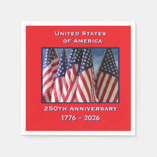 250th Anniversary Birthday USA Flags Paper Napkin