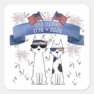 250th Anniversary Cool Cats Square Sticker