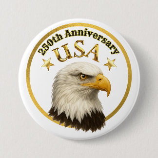 250th Anniversary of the USA Bald Eagle Gold Stars 7.5 Cm Round Badge