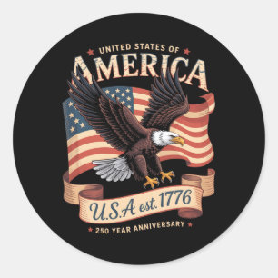 250th Anniversary Of Usa 4th Of July Aamerican Classic Round Sticker