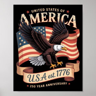 250th Anniversary Of Usa 4th Of July Aamerican Poster