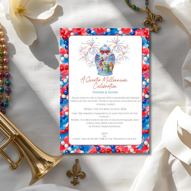 250th Anniversary Parade & Party Ginger Jar  Invitation (250th Anniversary Parade & Party Ginger Jar Invitation)