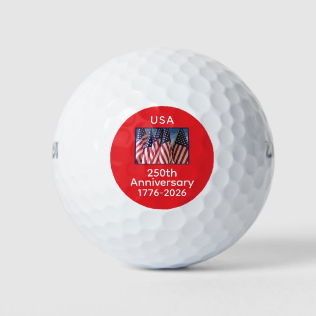 250th Anniversary Patriotic American Flags Wilson Golf Balls (Front)