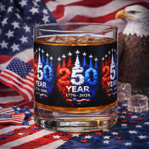 250th Anniversary Patriotic Jet‑Trail Whiskey Glass