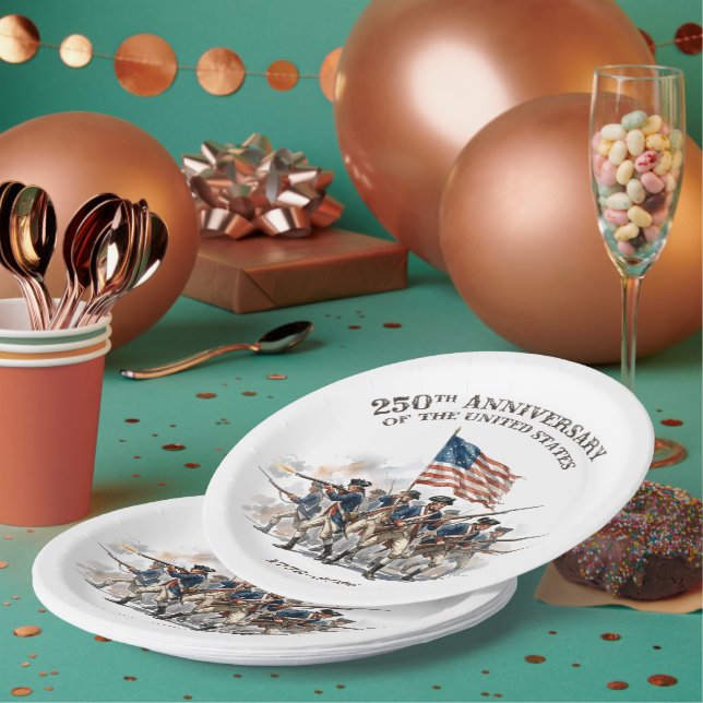 250th Anniversary Revolutionary Soldiers 1776-2026 Paper Plate (Multi)