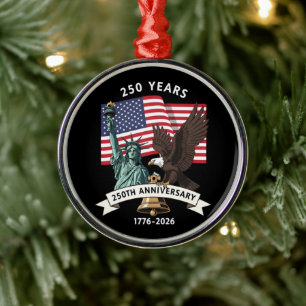 250th Anniversary Statue of Liberty Eagle Flag Metal Tree Decoration