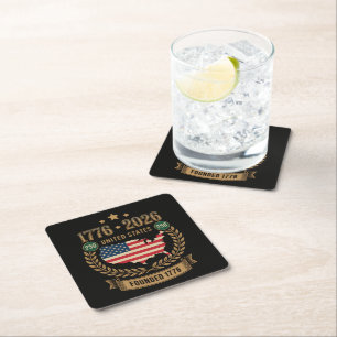 250th Anniversary United States of America 250 USA Square Paper Coaster