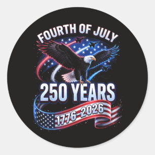 250th Anniversary USA 1776-2026 Patriotic American Classic Round Sticker