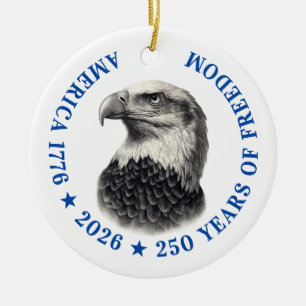 250th Anniversary USA 2026 Bald Eagle  Ceramic Tree Decoration