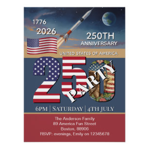 250th Anniversary USA, American Flag / Patriotic Poster