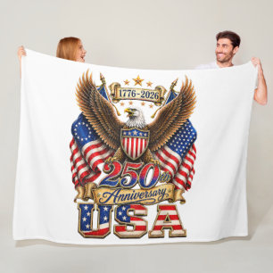 250th Anniversary USA Flag 250 Years American Fleece Blanket