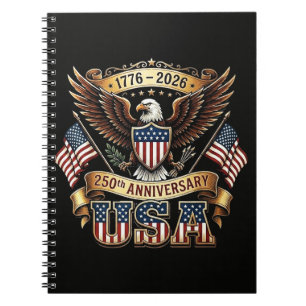 250th Anniversary USA Flag 250 Years American Notebook