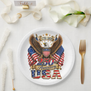250th Anniversary USA Flag 250 Years American Paper Plate