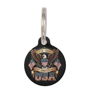 250th Anniversary USA Flag 250 Years American Pet Tag