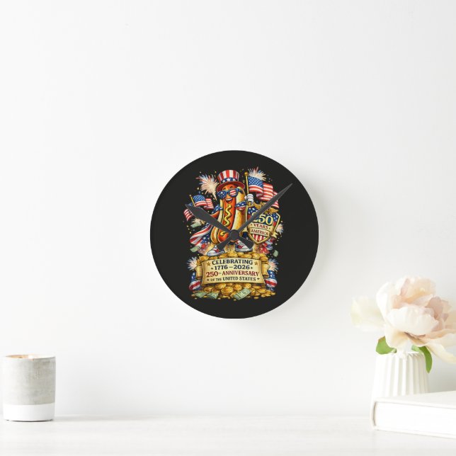 250th Anniversary USA Independence Celebration Round Clock (Home)