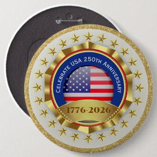 250th Anniversary USA Patriotic   1776–2026 6 Cm Round Badge