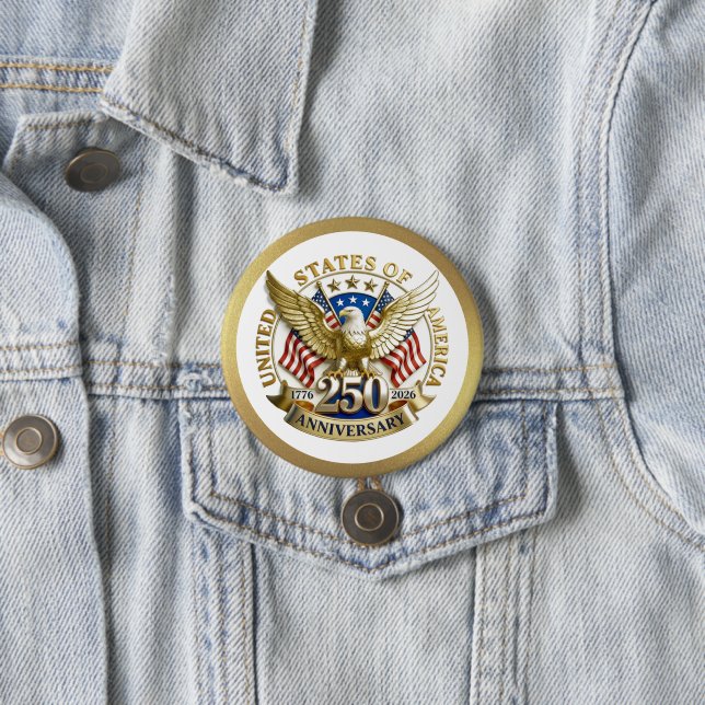 250th Anniversary USA Patriotic | 1776–2026 7.5 Cm Round Badge (In Situ)