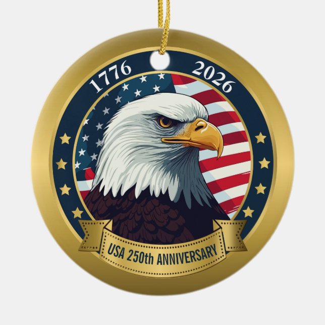 250th Anniversary USA Patriotic | 1776–2026 Ceramic Tree Decoration (Front)