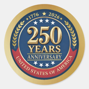 250th Anniversary USA Patriotic   1776–2026 Classic Round Sticker