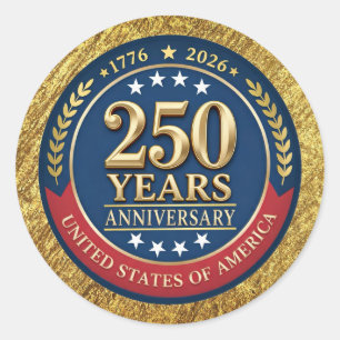 250th Anniversary USA Patriotic   1776–2026 Classic Round Sticker