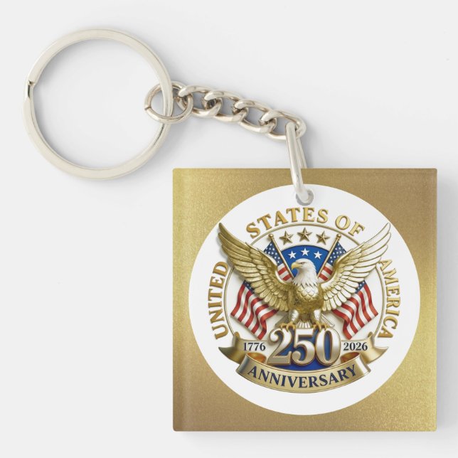 250th Anniversary USA Patriotic | 1776–2026 Key Ring (Front)