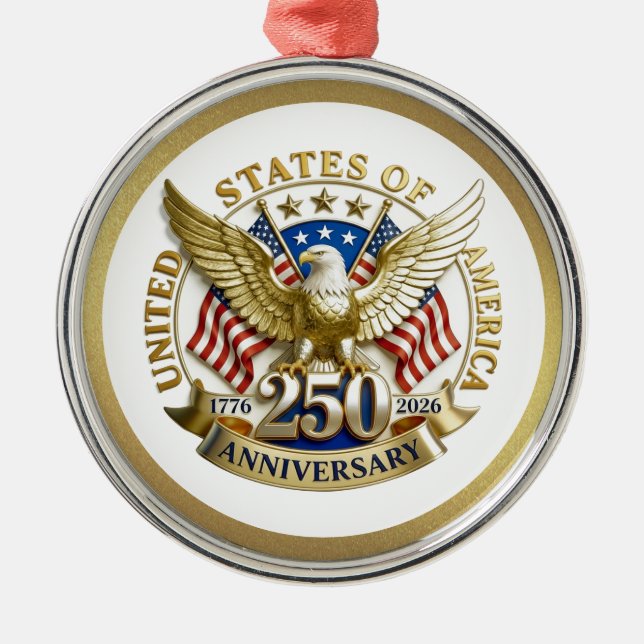250th Anniversary USA Patriotic | 1776–2026 Metal Tree Decoration (Front)