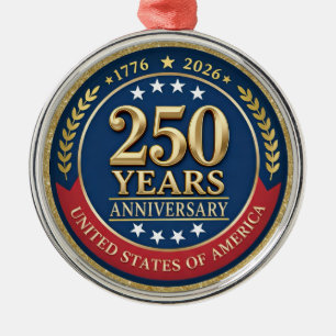 250th Anniversary USA Patriotic   1776–2026 Metal Tree Decoration