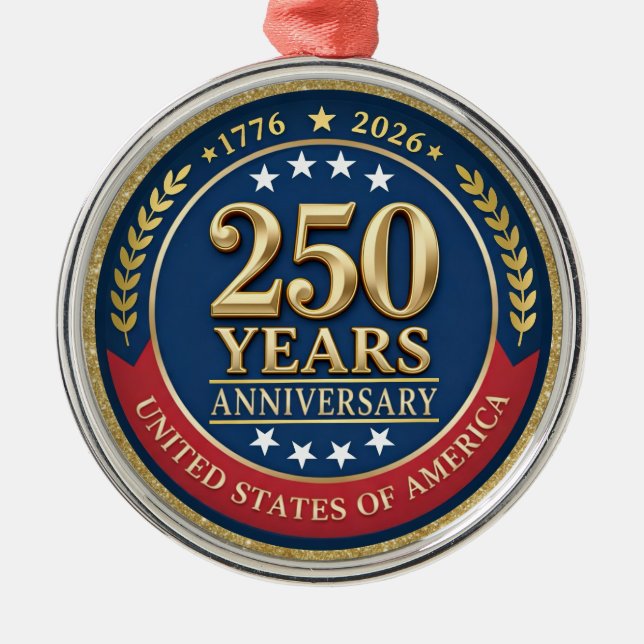 250th Anniversary USA Patriotic | 1776–2026 Metal Tree Decoration (Front)
