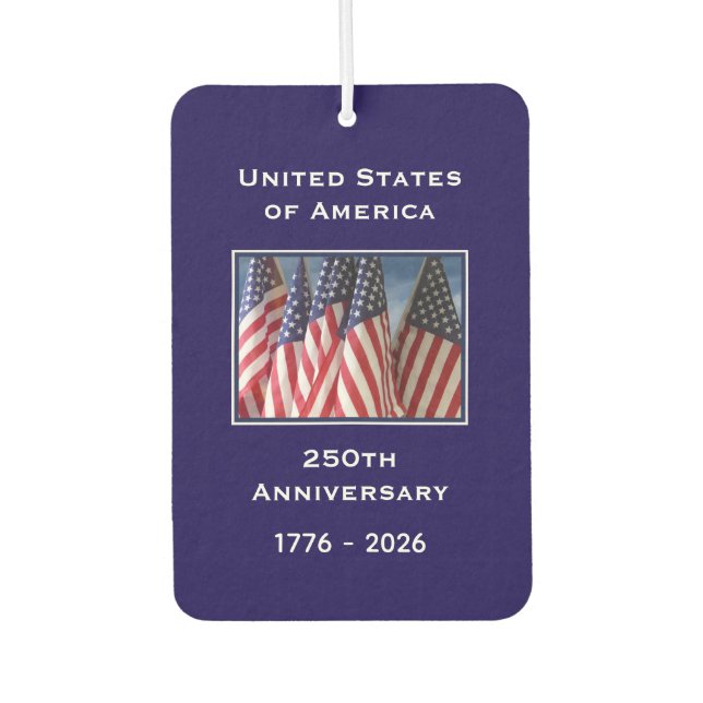 250th Anniversary USA Patriotic American Blue Car Car Air Freshener (Front)