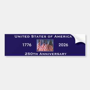 250th Anniversary USA Patriotic American Flag Blue Bumper Sticker