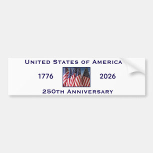 250th Anniversary USA Patriotic American Flag  Bumper Sticker