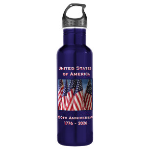 250th Anniversary USA Patriotic American Flags 710 Ml Water Bottle