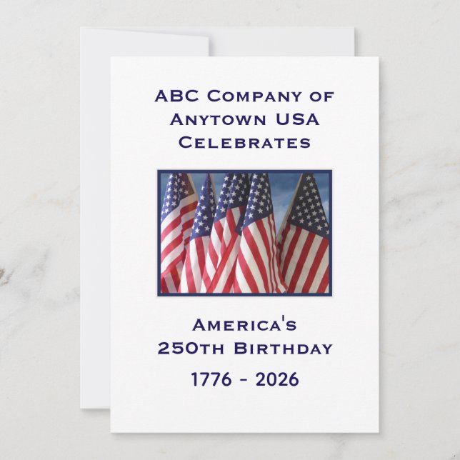 250th Anniversary USA Patriotic American Flags BBQ Invitation (Front)
