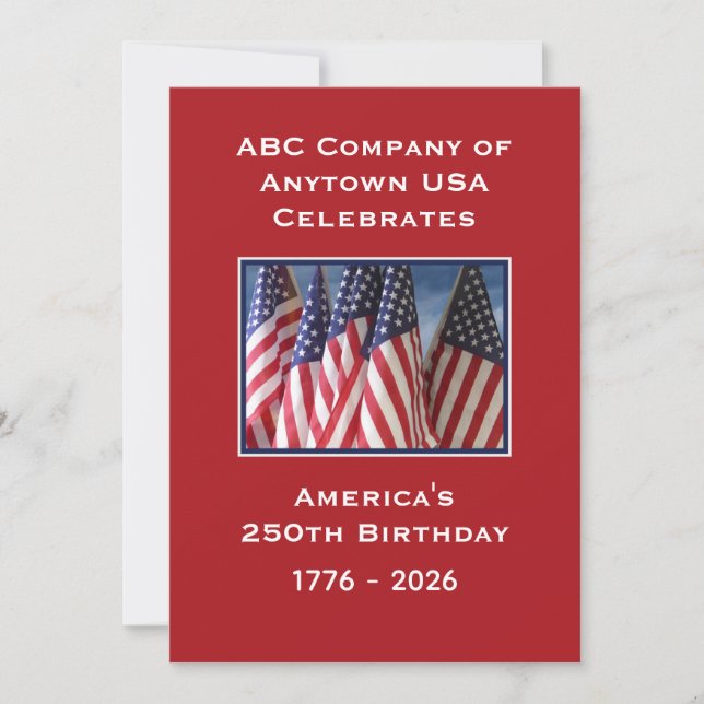 250th Anniversary USA Patriotic American Flags BBQ Invitation (Front)