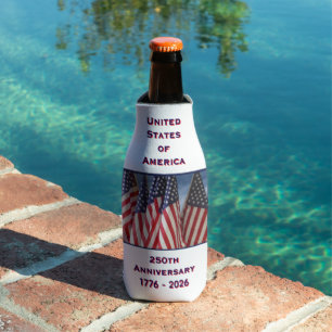 250th Anniversary USA Patriotic American Flags Bottle Cooler