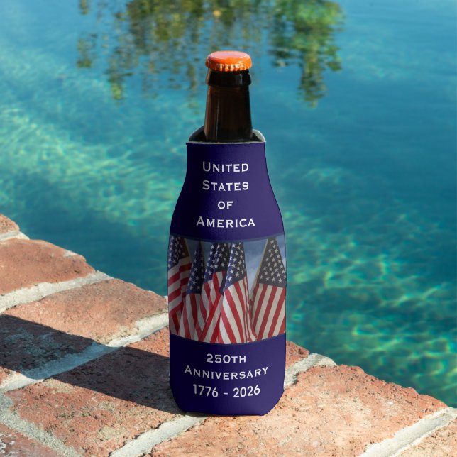 250th Anniversary USA Patriotic American Flags Bottle Cooler (In Situ Pool)