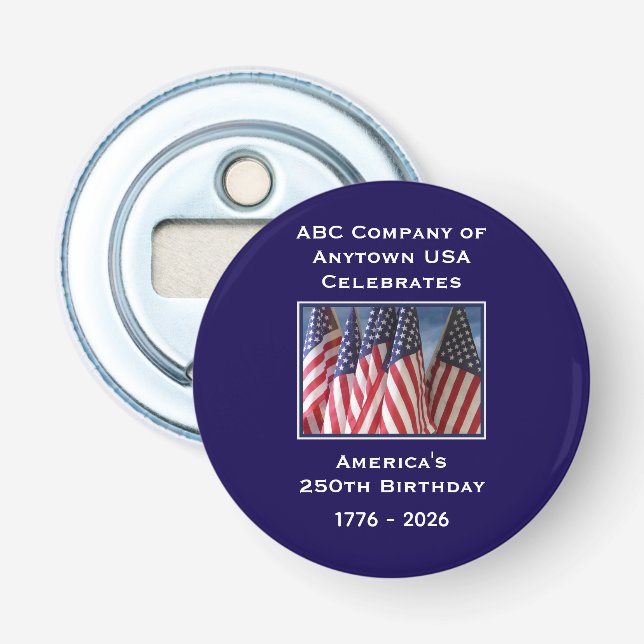 250th Anniversary USA Patriotic American Flags Bottle Opener (Front)