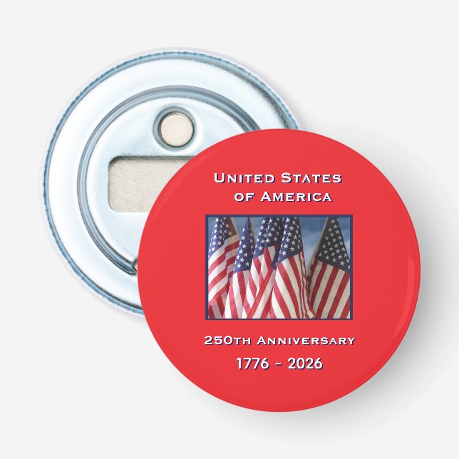 250th Anniversary USA Patriotic American Flags Bottle Opener (Front)