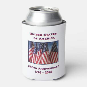 250th Anniversary USA Patriotic American Flags Can Cooler