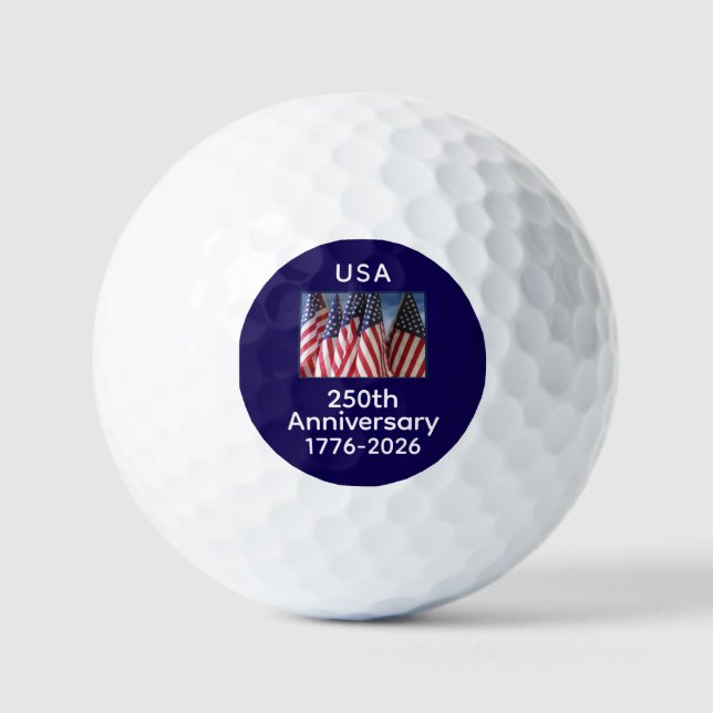 250th Anniversary USA Patriotic American Flags Golf Balls (Front)