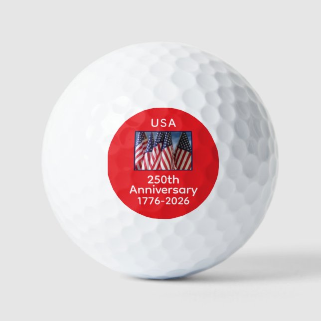 250th Anniversary USA Patriotic American Flags Golf Balls (Front)