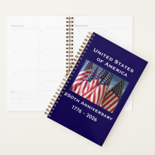 250th Anniversary USA Patriotic American Flags Planner