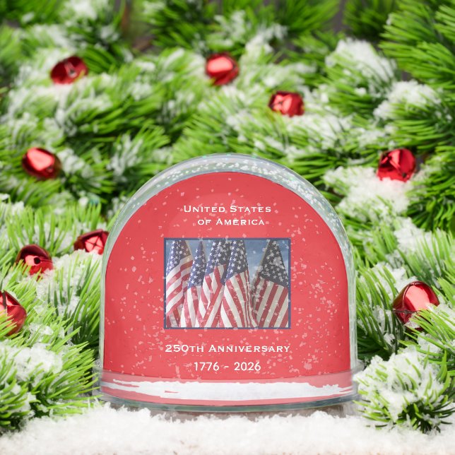 250th Anniversary USA Patriotic American Flags Snowglobe (Christmas)
