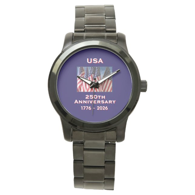 250th Anniversary USA Patriotic American Flags Watch (Front)