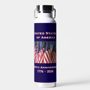 250th Anniversary USA Patriotic American Flags Water Bottle