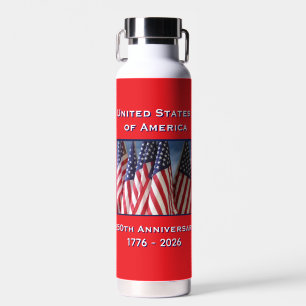 250th Anniversary USA Patriotic American Flags  Water Bottle