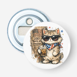 250th Anniversary USA Patriotic Cat Iced Coffee  Bottle Opener