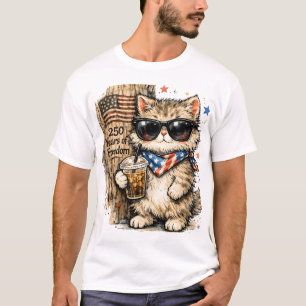 250th Anniversary USA Patriotic Cat Iced Coffee T-Shirt