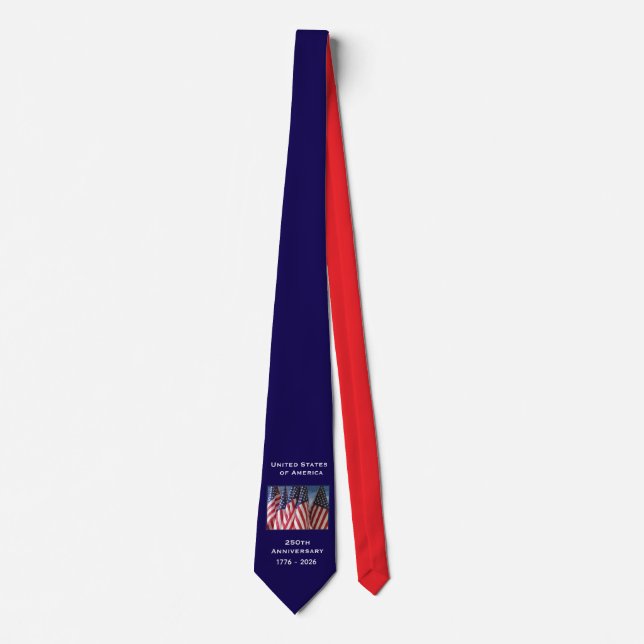250th Anniversary USA Patriotic Dark Blue and Red Tie (Front)